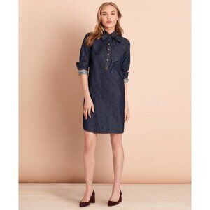 Brooks Brothers 100% Cotton Dark Denim Shift Dress